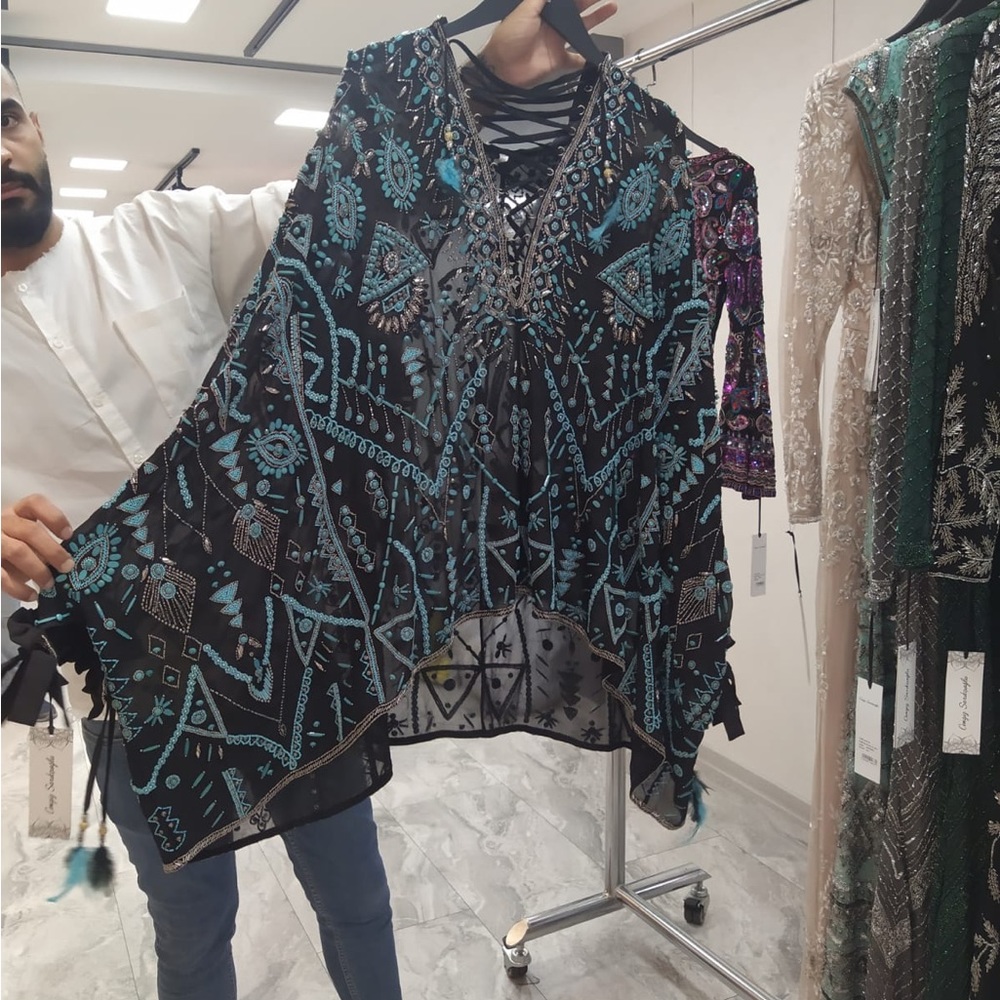 COPY - Hand beaded Indian poncho, super elegant